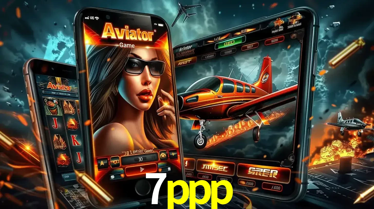 O popular jogo de apostas Aviator exibido em vários celulares e tablets, mostrando a interface emocionante e a ação de voo disponíveis para jogar agora no 7ppp.